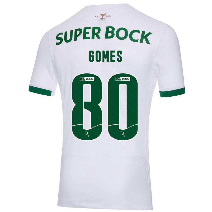 Enfant Football Maillot Luís Gomes #80 Blanc Vert Tenues Extérieur 2024/25