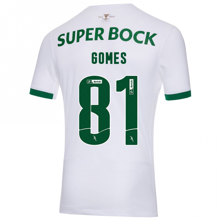 Enfant Football Maillot Salvador Gomes #81 Blanc Vert Tenues Extérieur 2024/25