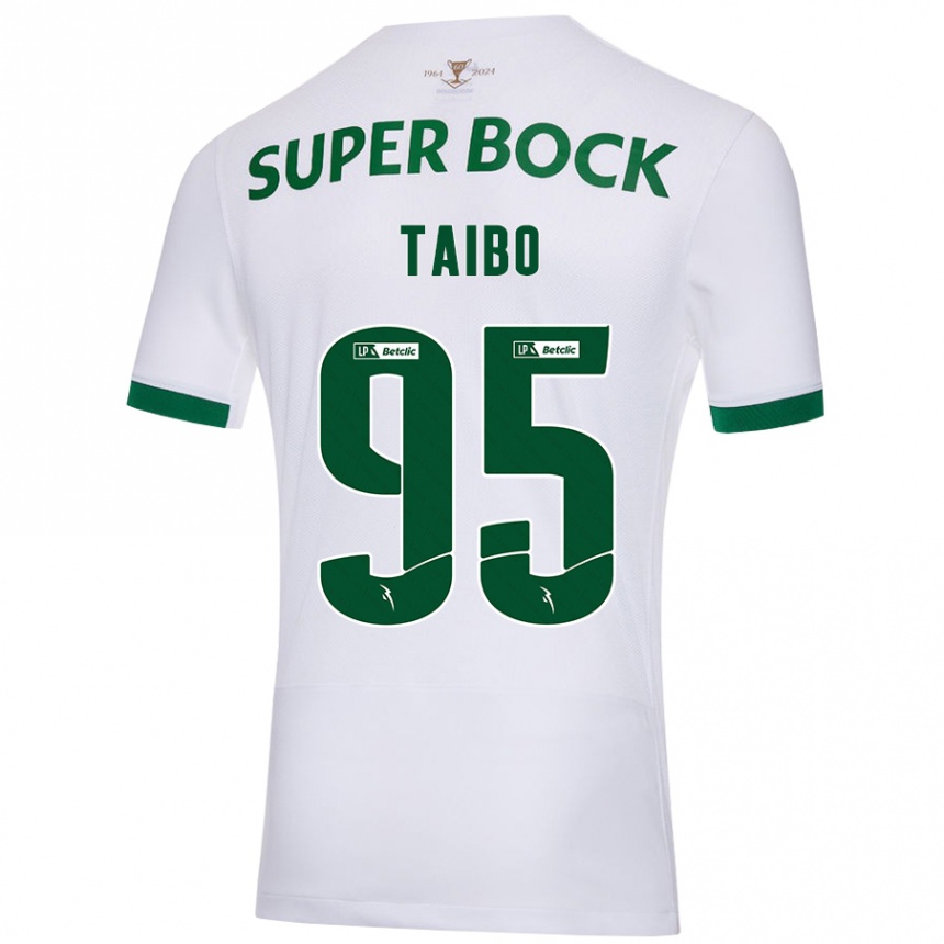 Enfant Football Maillot Lucas Taibo #95 Blanc Vert Tenues Extérieur 2024/25