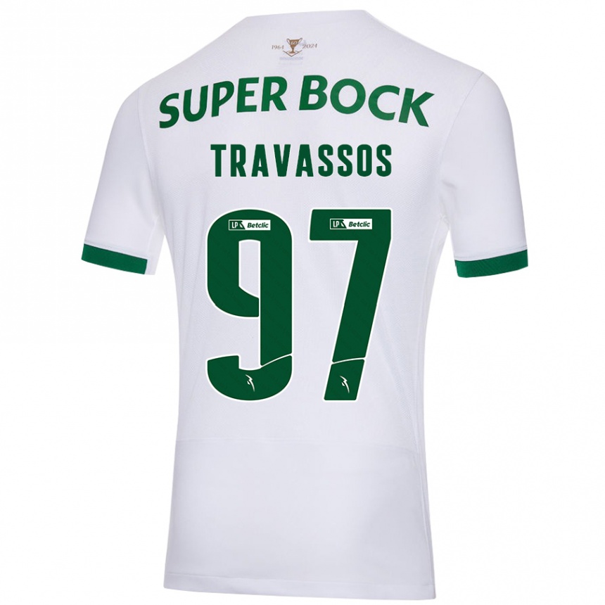 Enfant Football Maillot Travassos #97 Blanc Vert Tenues Extérieur 2024/25