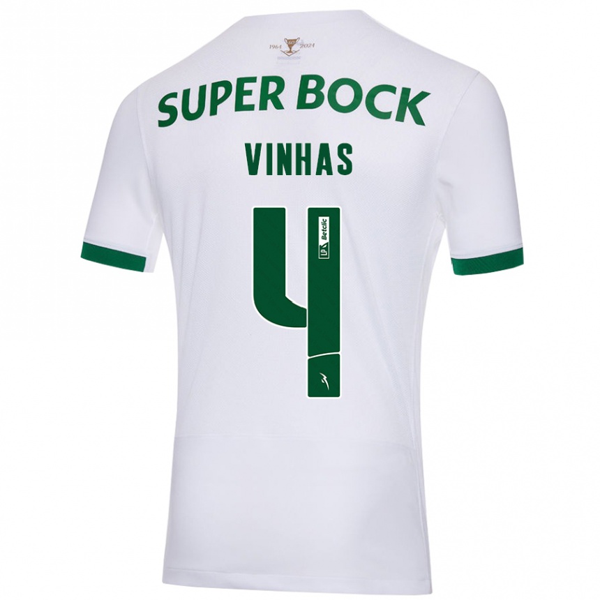 Enfant Football Maillot Gabriela Vinhas #4 Blanc Vert Tenues Extérieur 2024/25