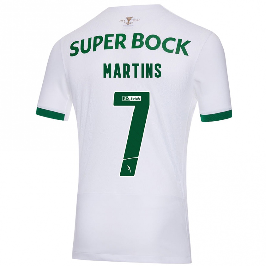 Enfant Football Maillot Joana David Carromeu Martins #7 Blanc Vert Tenues Extérieur 2024/25