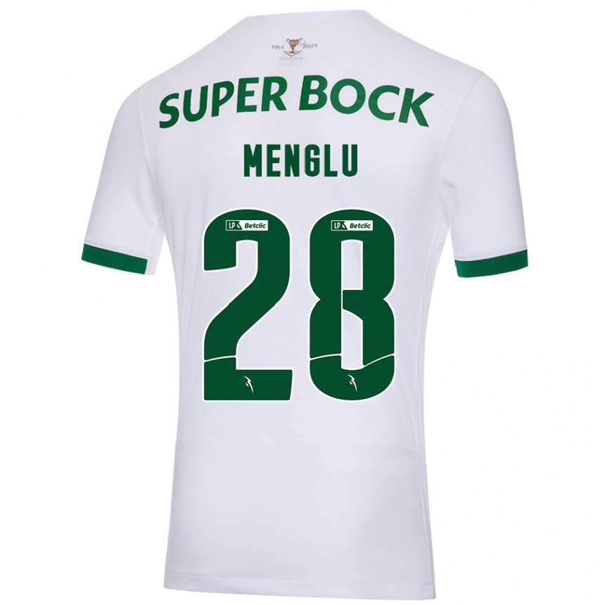 Enfant Football Maillot Shen Menglu #28 Blanc Vert Tenues Extérieur 2024/25