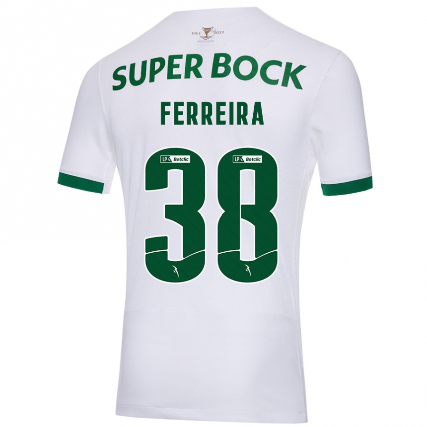 Enfant Football Maillot Marta Ferreira #38 Blanc Vert Tenues Extérieur 2024/25