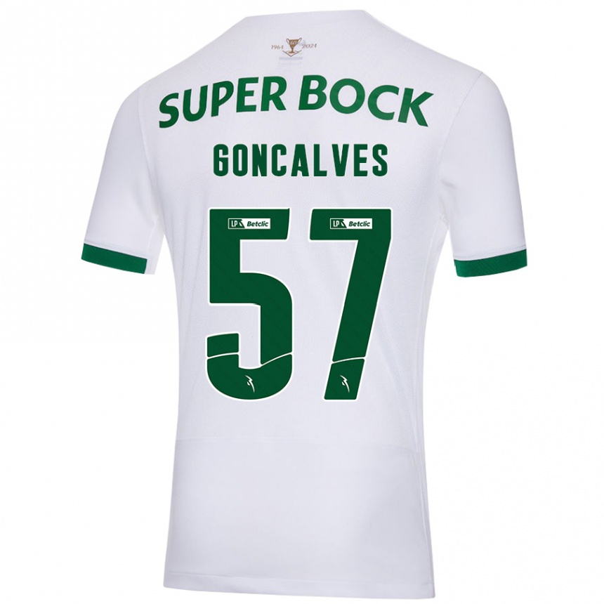 Enfant Football Maillot Inês Gonçalves #57 Blanc Vert Tenues Extérieur 2024/25