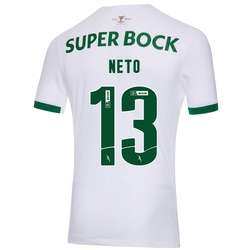 Enfant Football Maillot Luís Neto #13 Blanc Vert Tenues Extérieur 2024/25