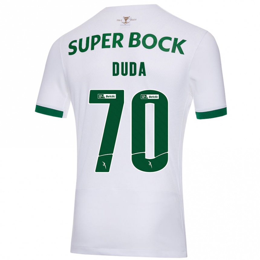 Enfant Football Maillot Dudá #70 Blanc Vert Tenues Extérieur 2024/25