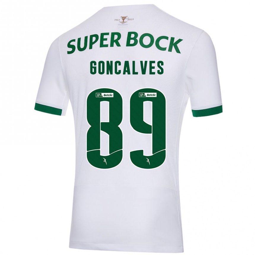 Enfant Football Maillot André Gonçalves #89 Blanc Vert Tenues Extérieur 2024/25