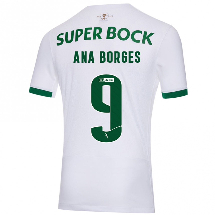 Enfant Football Maillot Ana Catarina Marques Borges #9 Blanc Vert Tenues Extérieur 2024/25