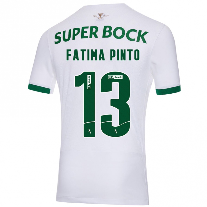 Enfant Football Maillot Fátima Alexandra Figueira Pinto #13 Blanc Vert Tenues Extérieur 2024/25