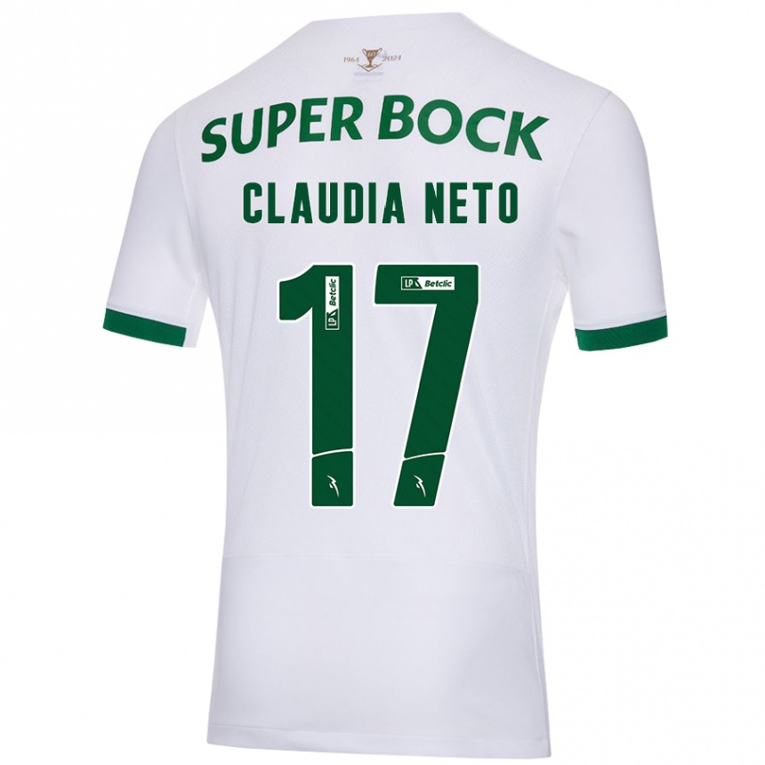 Enfant Football Maillot Cláudia Teresa Pires Neto #17 Blanc Vert Tenues Extérieur 2024/25