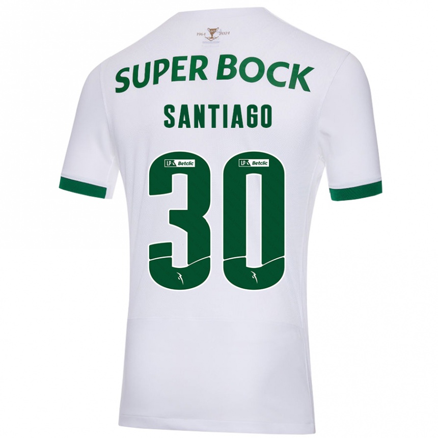 Enfant Football Maillot Carolina Santiago #30 Blanc Vert Tenues Extérieur 2024/25