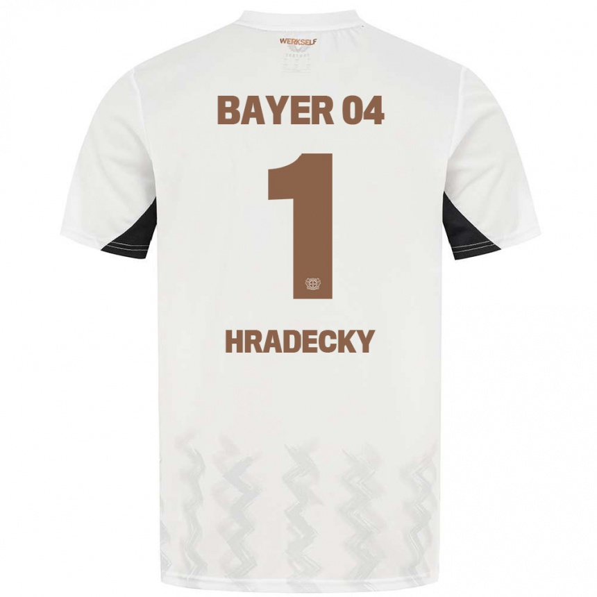 Enfant Football Maillot Lukas Hradecky #1 Blanc Noir Tenues Extérieur 2024/25