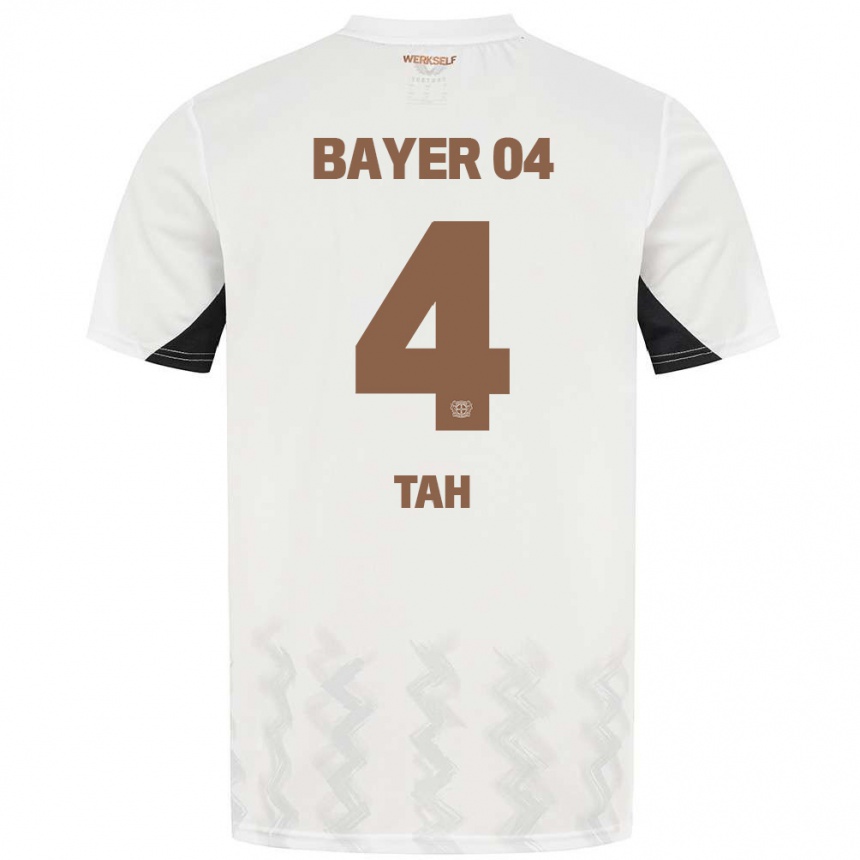 Enfant Football Maillot Jonathan Tah #4 Blanc Noir Tenues Extérieur 2024/25