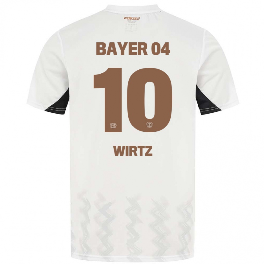 Enfant Football Maillot Florian Wirtz #10 Blanc Noir Tenues Extérieur 2024/25