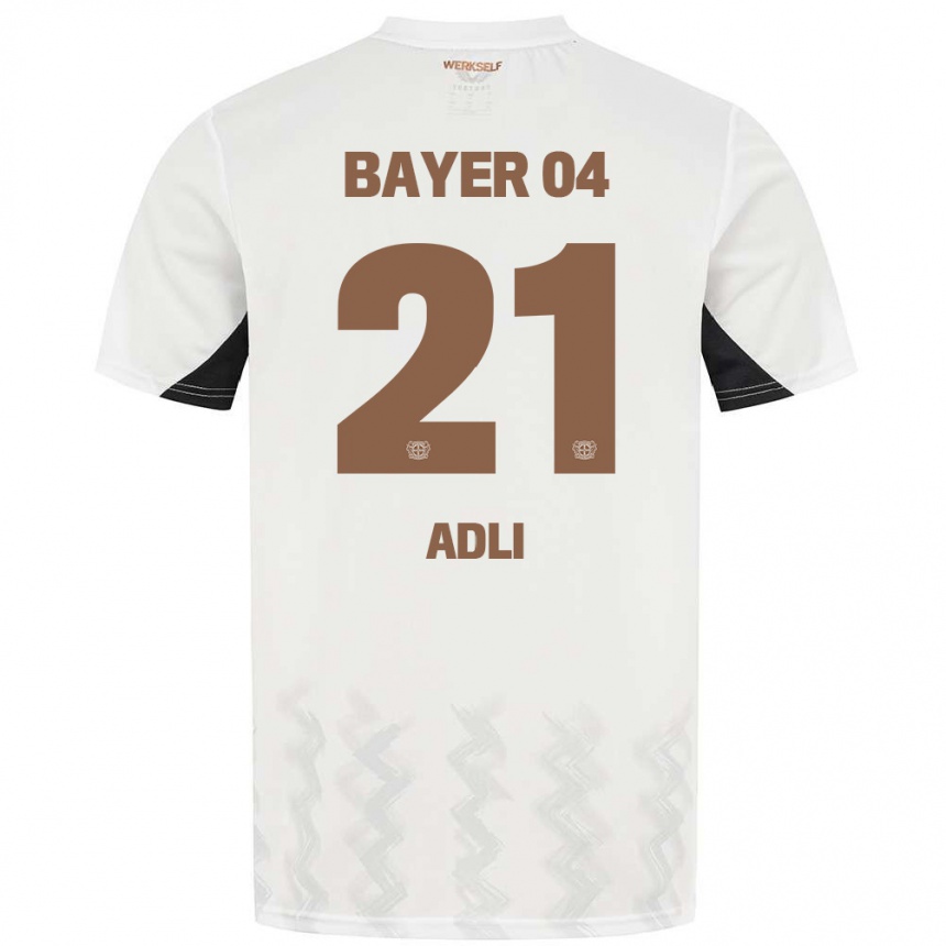 Enfant Football Maillot Amine Adli #21 Blanc Noir Tenues Extérieur 2024/25