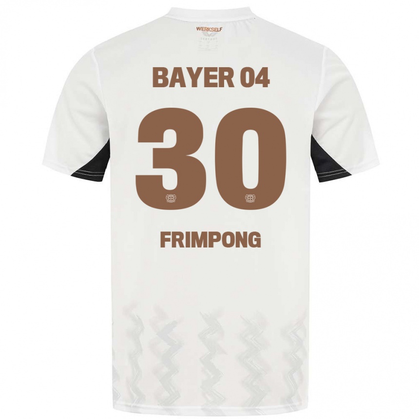 Enfant Football Maillot Jeremie Frimpong #30 Blanc Noir Tenues Extérieur 2024/25