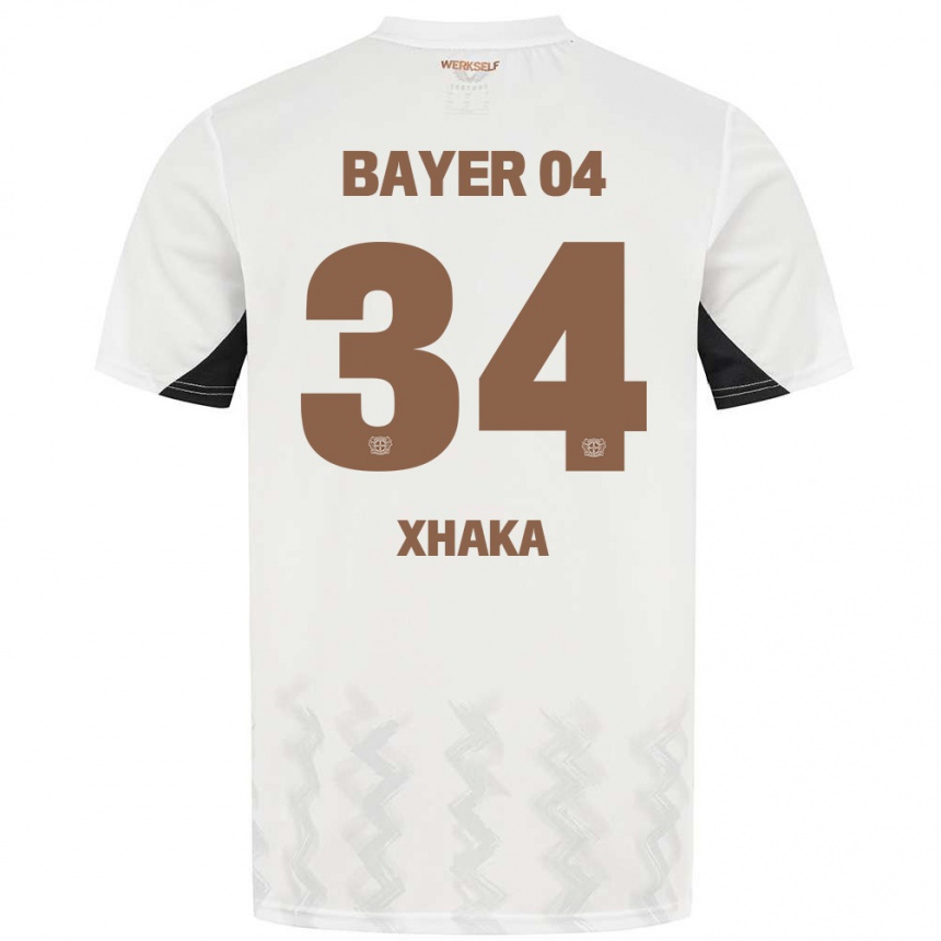 Enfant Football Maillot Granit Xhaka #34 Blanc Noir Tenues Extérieur 2024/25