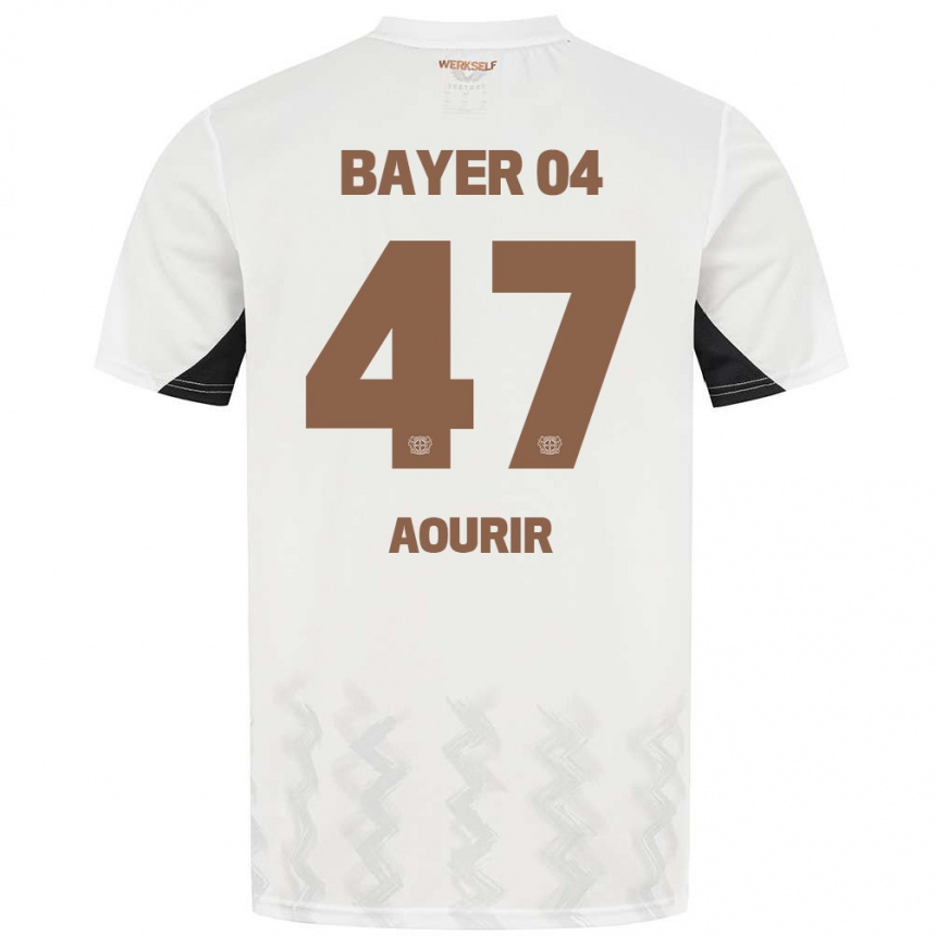 Enfant Football Maillot Ayman Aourir #47 Blanc Noir Tenues Extérieur 2024/25