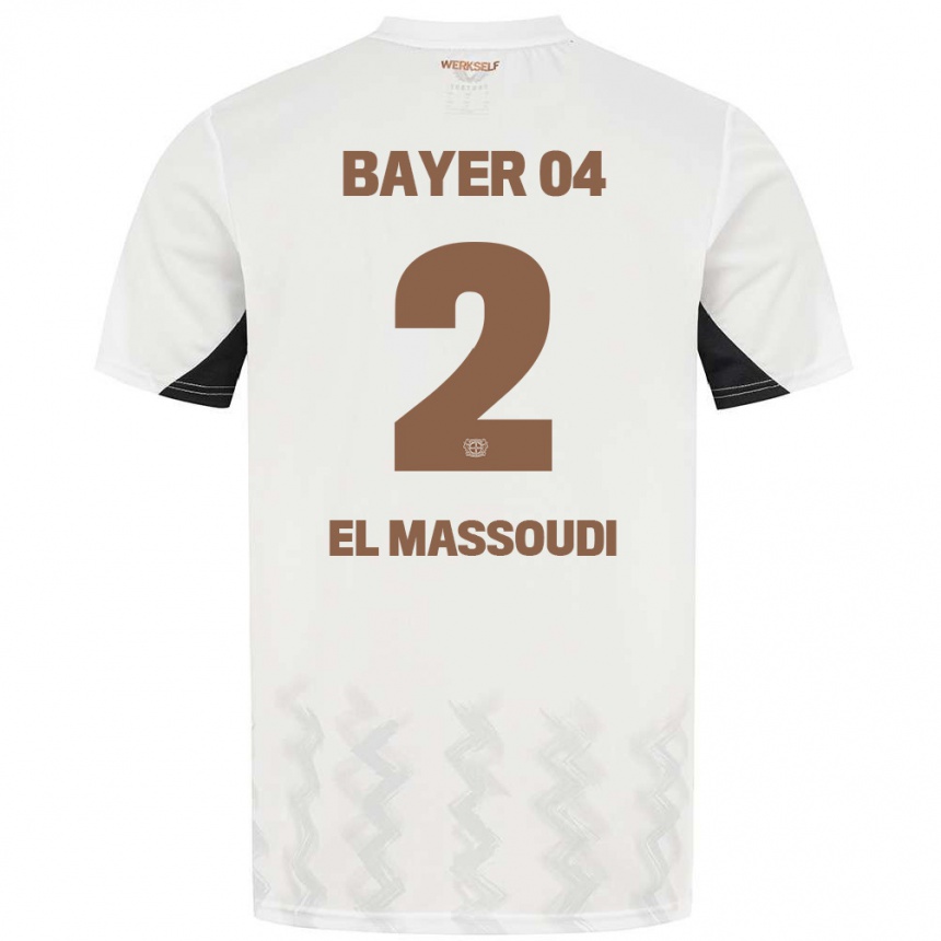 Enfant Football Maillot Nassim El Massoudi #2 Blanc Noir Tenues Extérieur 2024/25