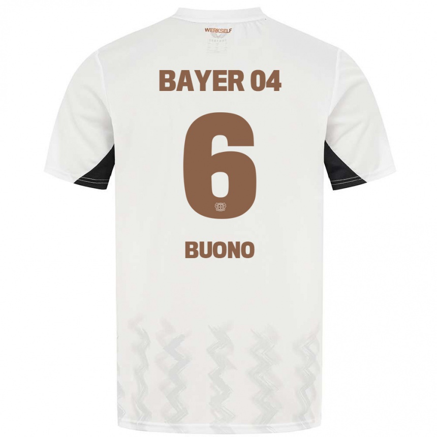 Enfant Football Maillot Francesco Buono #6 Blanc Noir Tenues Extérieur 2024/25