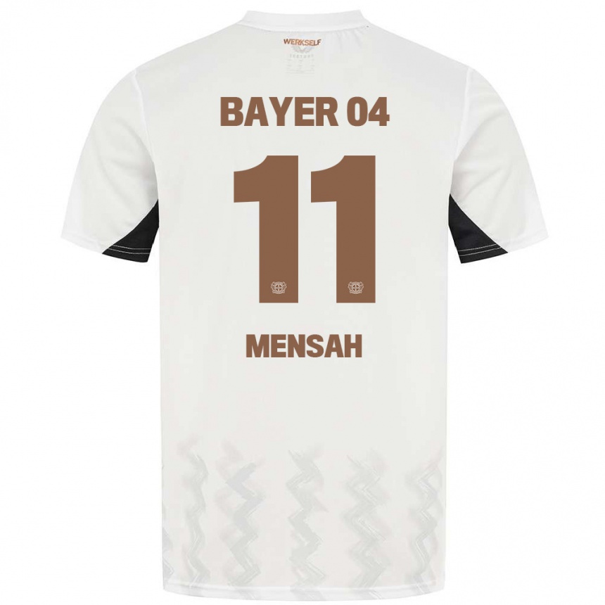 Enfant Football Maillot Jeremiah Mensah #11 Blanc Noir Tenues Extérieur 2024/25