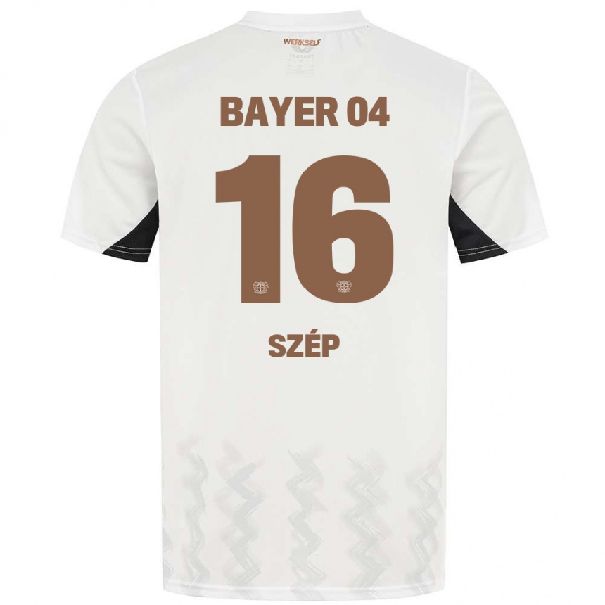 Enfant Football Maillot Márton Szép #16 Blanc Noir Tenues Extérieur 2024/25