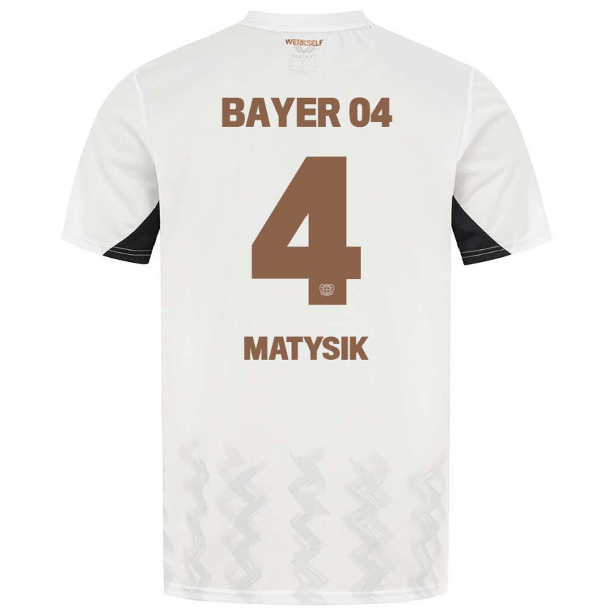 Enfant Football Maillot Sylwia Matysik #4 Blanc Noir Tenues Extérieur 2024/25