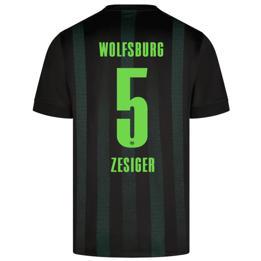 Enfant Football Maillot Cédric Zesiger #5 Vert Foncé Tenues Extérieur 2024/25