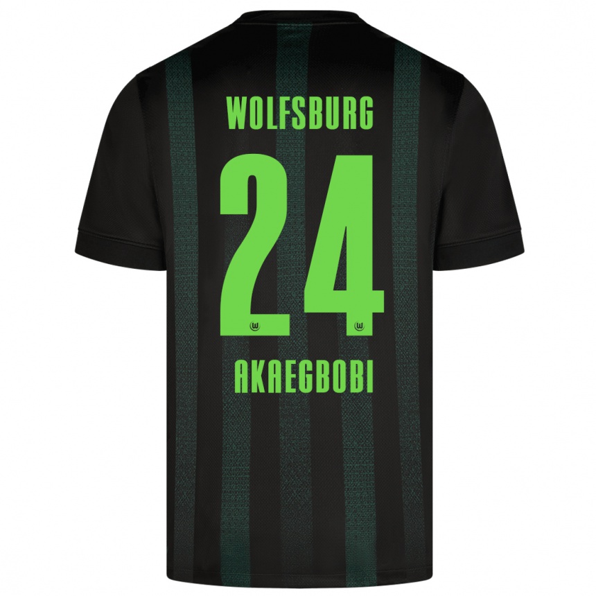 Enfant Football Maillot Jonathan Akaegbobi #24 Vert Foncé Tenues Extérieur 2024/25