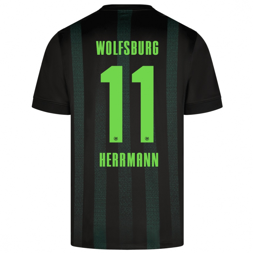 Enfant Football Maillot Max Herrmann #11 Vert Foncé Tenues Extérieur 2024/25