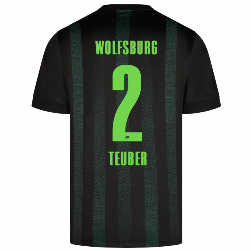 Enfant Football Maillot Julius Teuber #2 Vert Foncé Tenues Extérieur 2024/25