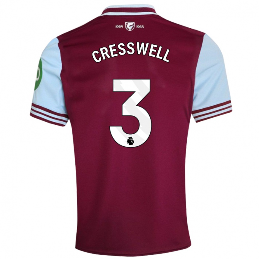 Homme Football Maillot Aaron Cresswell #3 Rouge Foncé Tenues Domicile 2024/25