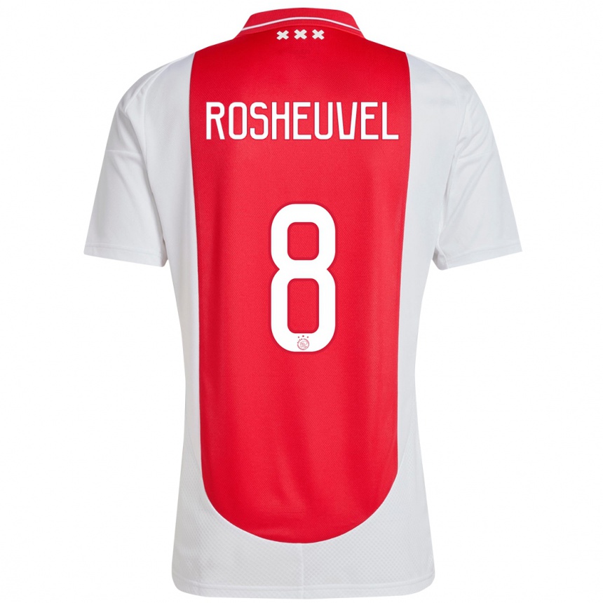 Homme Football Maillot Darren Rosheuvel #8 Rouge Blanc Tenues Domicile 2024/25