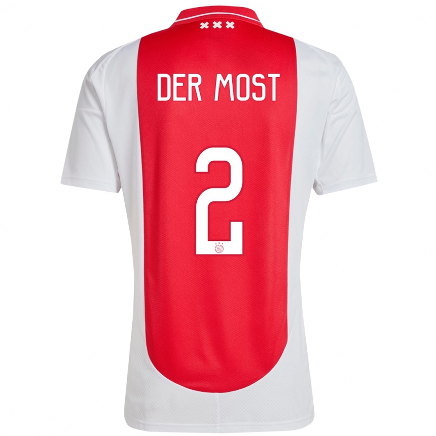 Homme Football Maillot Liza Van Der Most #2 Rouge Blanc Tenues Domicile 2024/25