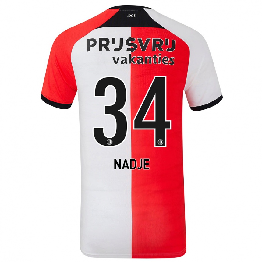 Homme Football Maillot Chris-Kévin Nadje #34 Rouge Blanc Tenues Domicile 2024/25