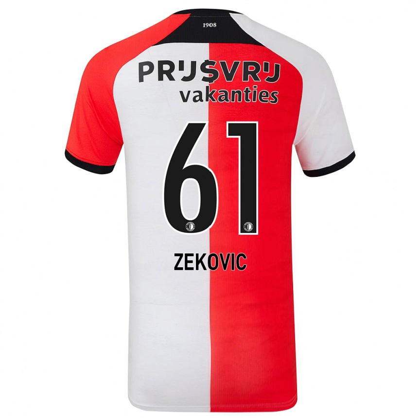 Homme Football Maillot Aleks Zekovic #61 Rouge Blanc Tenues Domicile 2024/25