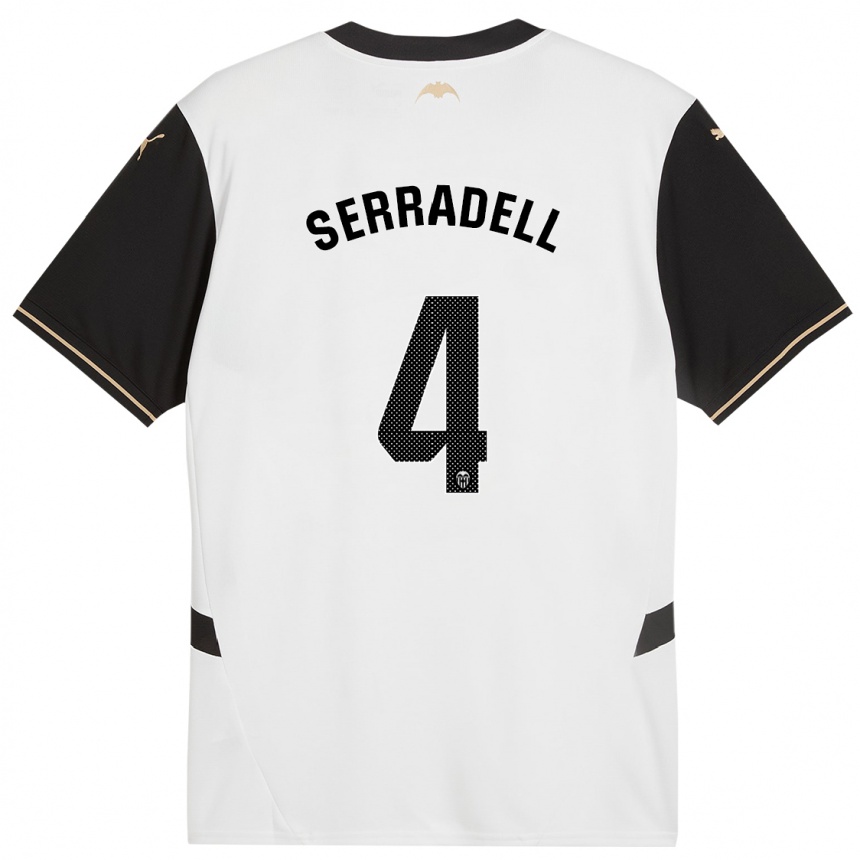 Homme Football Maillot Álex Serradell #4 Blanc Noir Tenues Domicile 2024/25