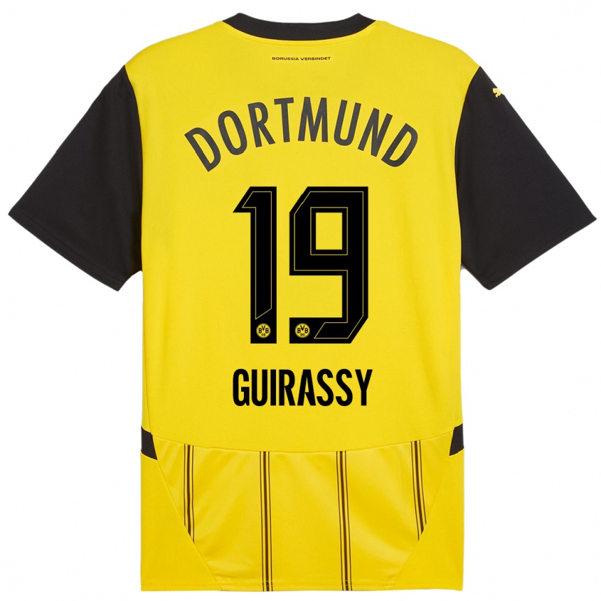 Homme Football Maillot Serhou Guirassy #19 Jaune Noir Tenues Domicile 2024/25