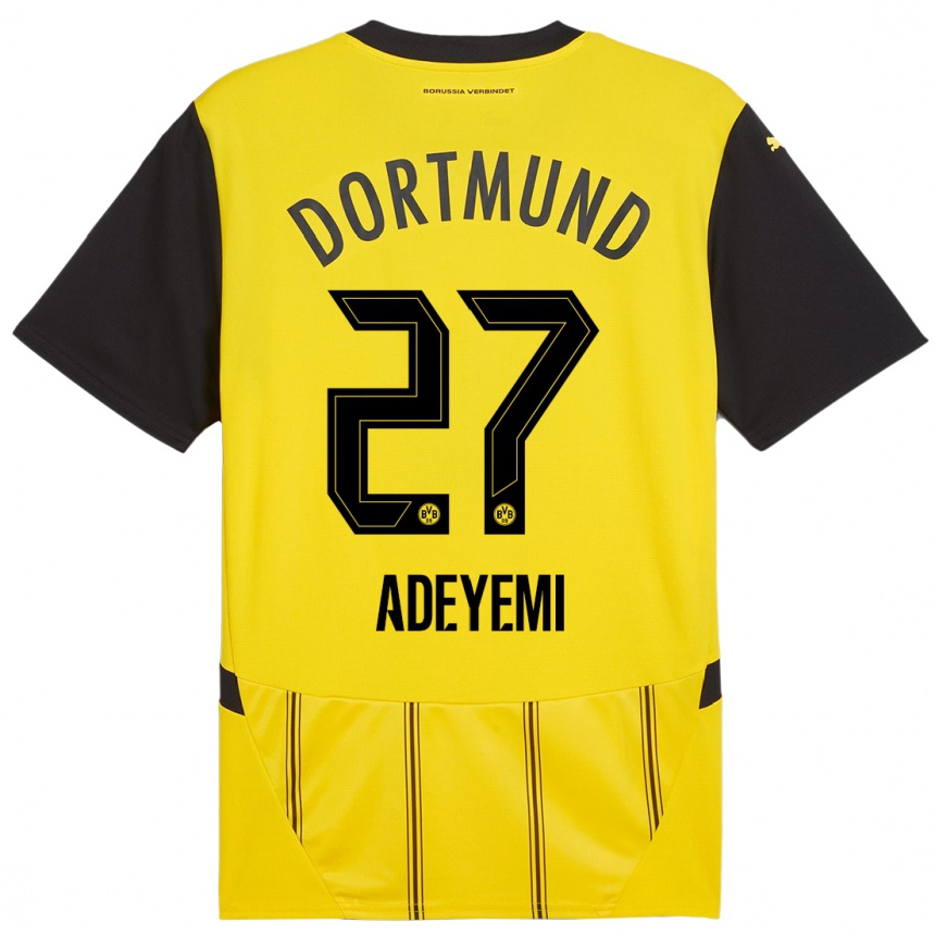 Homme Football Maillot Karim Adeyemi #27 Jaune Noir Tenues Domicile 2024/25