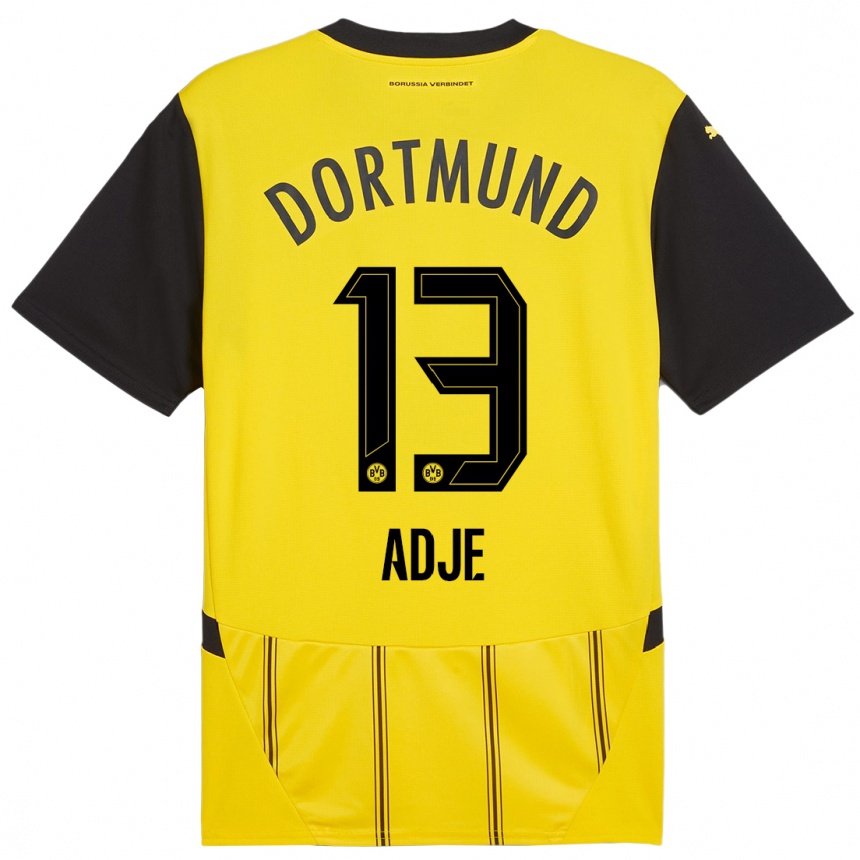 Homme Football Maillot Miguel Adje #13 Jaune Noir Tenues Domicile 2024/25