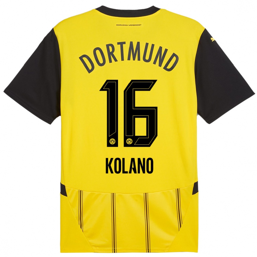 Homme Football Maillot Damian Kolano #16 Jaune Noir Tenues Domicile 2024/25