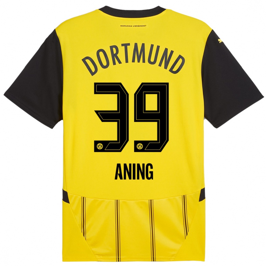 Homme Football Maillot Prince Aning #39 Jaune Noir Tenues Domicile 2024/25