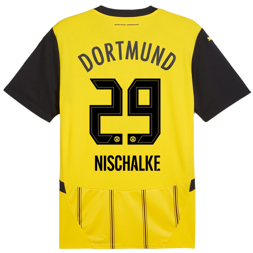 Homme Football Maillot Jermain Nischalke #29 Jaune Noir Tenues Domicile 2024/25