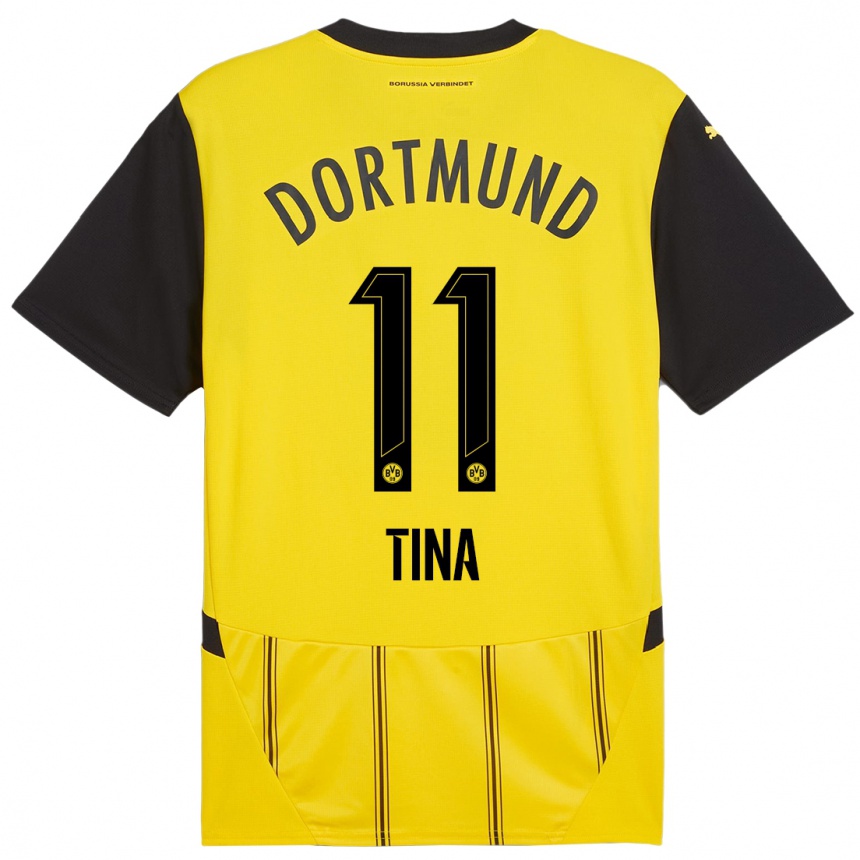 Homme Football Maillot Abdulla Tina #11 Jaune Noir Tenues Domicile 2024/25