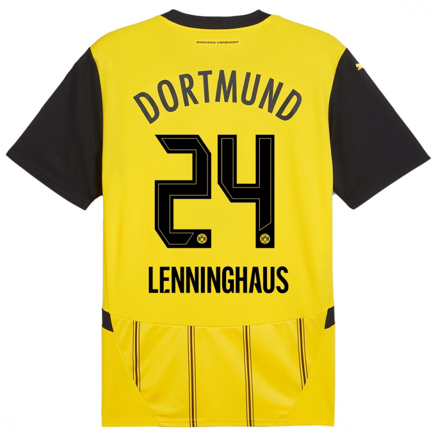 Homme Football Maillot Mika Lenninghaus #24 Jaune Noir Tenues Domicile 2024/25