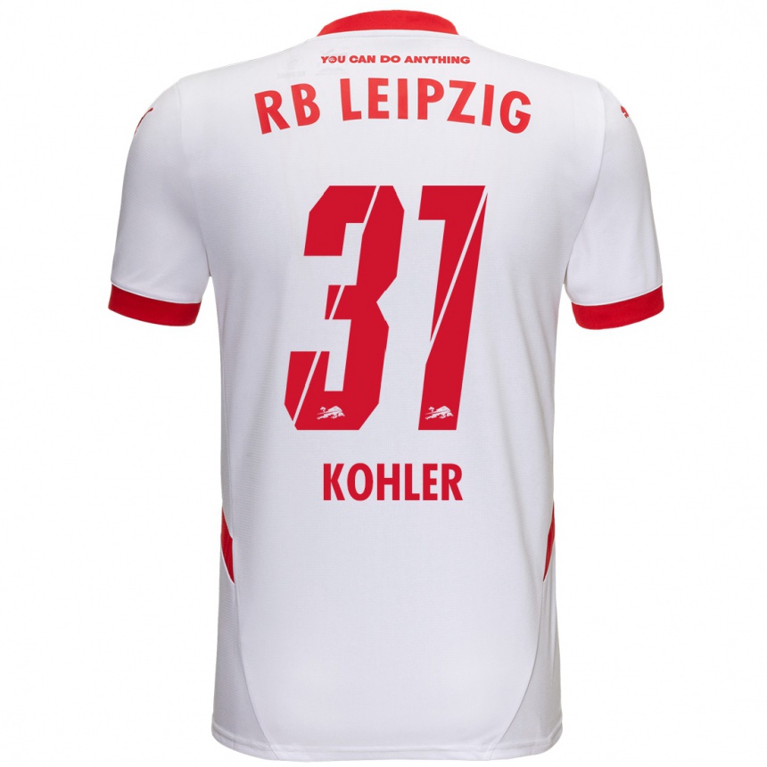 Homme Football Maillot Tim Köhler #31 Blanc Rouge Tenues Domicile 2024/25