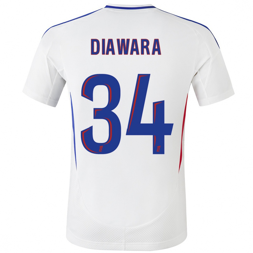 Homme Football Maillot Mahamadou Diawara #34 Blanc Bleu Tenues Domicile 2024/25