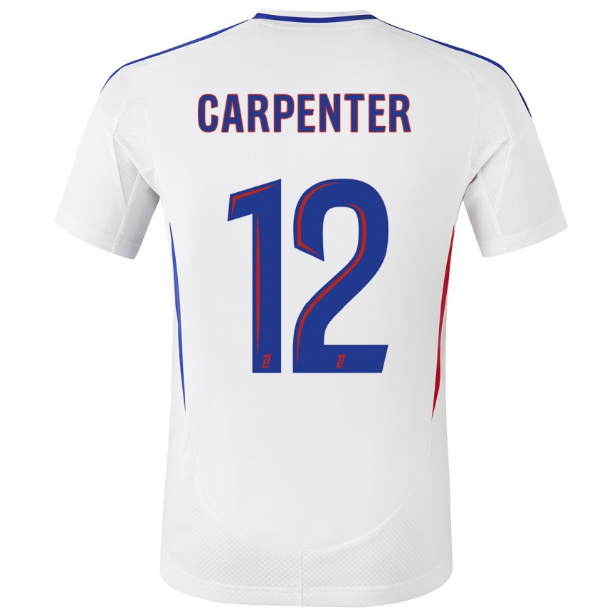 Homme Football Maillot Ellie Carpenter #12 Blanc Bleu Tenues Domicile 2024/25