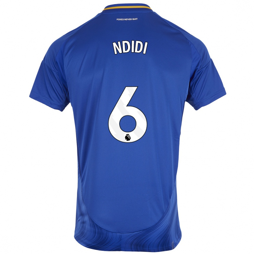 Homme Football Maillot Wilfred Ndidi #6 Bleu Blanc Tenues Domicile 2024/25